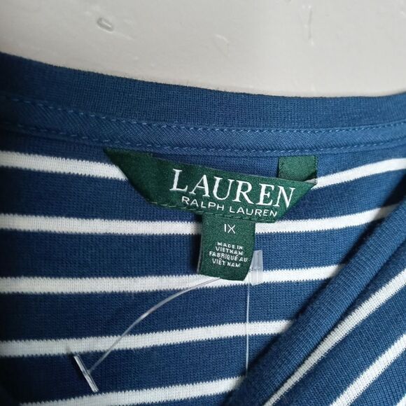 Lauren Ralph Lauren Blue/White Stripe Tee - Picture 2 of 7